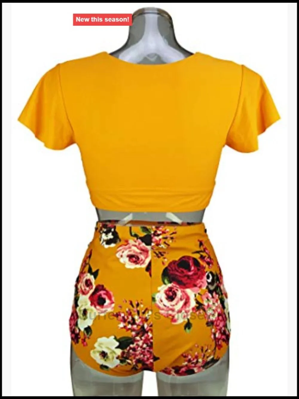 Retro Ruched High Waist Two Piece Bikini Set Tie Knot Front Sport Bath Swimsuit